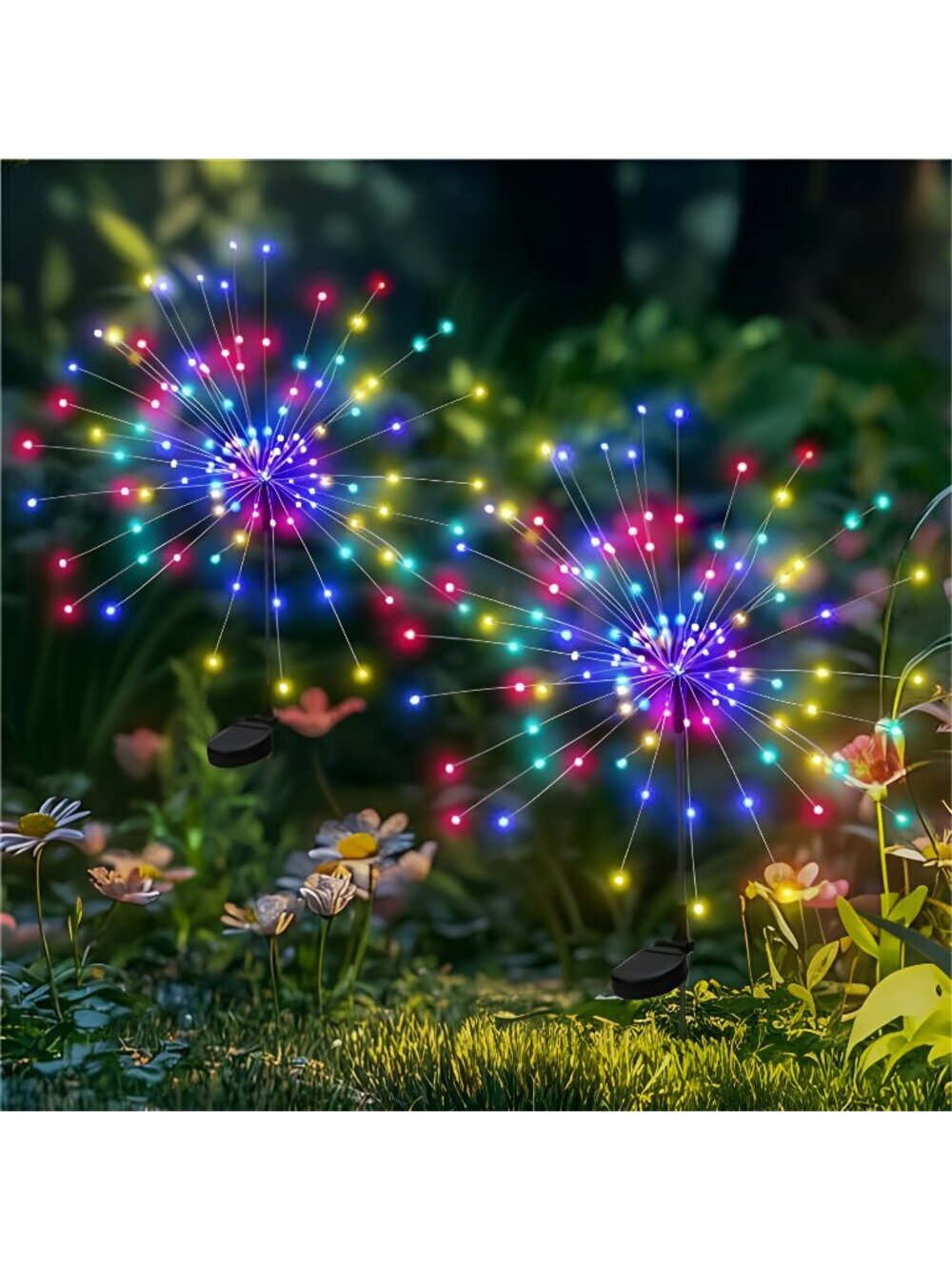 Garden Decor Solar Lights Outdoor,2Pack 120LED Waterproof Colorful Solar Garden